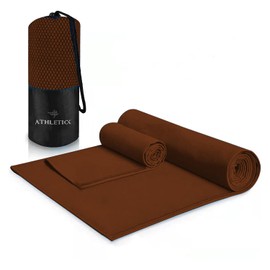 ATHLETICK 2 Pack Weft Microfibre Towel Set for Gym, Yoga, Sports,Camping & Travel-400gsm Quick Dry, Soft Hand Towels-Lightweight for Beach,Bath,Hiking,Cleaning,Hair & Kitchen-Super Absorbent with Bag