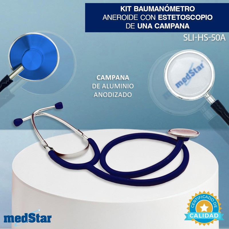 MEDSTAR | Kit Baumanometro Aneroide con Estetoscopio de una Campana