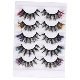 Gatuida 5Pairs Colorful End Curly Fake Eyelashes of Natural Look Lash Strips for Eye Makeup Lightweight Comfortable for Day Night Looks