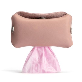 Hidemont Dog Poop Bag Holder for Leash, Durable Leather Leakproof Pet Waste Bag Dispenser for Leashes, 20 Bags Included (Peony Pink)