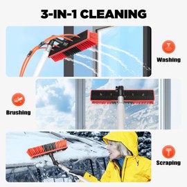 PIAOCAIYIN 26 Ft Water Fed Pole Kit, Integrated Molding Water Fed Cleaning Brush Tool, Car Glass Solar Panel Cleaning w/Rotating Brush Head, Cleaning Brush Tool Extendable Pole Kit