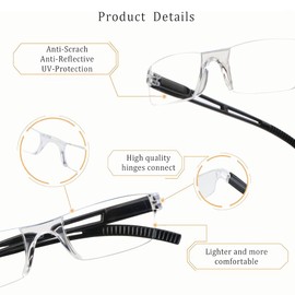 LifeArt Blue Light Blocking Reading Glasses, 2 or 4-Pack Men’s and Women’s Rectangular Frame, Anti-Reflective Lenses, +2.25Magnifaction