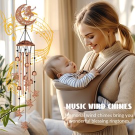 INFUNLY Fairies Wind Chimes for Outside 5.5"×5.4" Metal Windchime with Moon Pattern Aluminum Tube Wind Chime with Bells Fairies Windchime Tubes Memorial Wind Bell for Garden Decor Housewarming Gifts