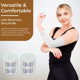 Premium Elastic Bandage Wrap (2" 2 Pack) – NexSkin Soft, Latex-Free Compression Wrap with Durable Metal Clips – Washable & Reusable Support for Wrists, Ankles, Feet, Knees & More