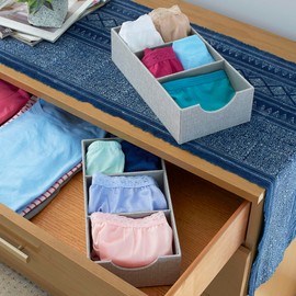 Household Essentials 3 Compartment Organizer Tray 2 Pack, Accessory Organizer, Sturdy Drawer Organizer with Fabric Covering, Gray