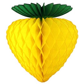 3-Pack 10 Inch Paper Strawberry Decoration, Yellow