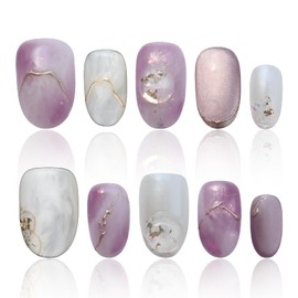 15 PCS Homemade Press On Nails Press On Nails Almond Medium Lavender Press On Nails Press On Acrylic Nails Press On Nails With Designs 3D Nails COOLYOUNG Handmade Nails Size L