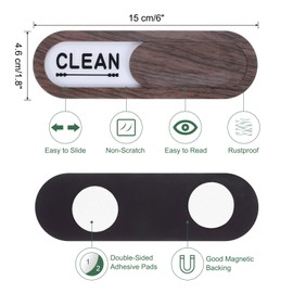 sourcing map Dishwasher Magnet Clean Dirty Sign Oval Magnetic Dishwasher Indicator Non-Scratch with Stickers for Dishwasher Kitchen Hotel, Dark Brown