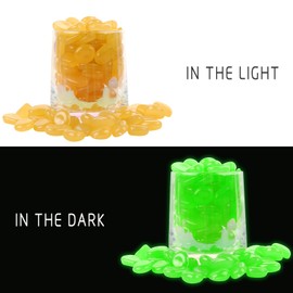 100 PCS Glow in The Dark Garden Pebbles Stones Rocks, EVERMARKET Glowing Rocks for Yard and Walkways Decor, DIY Decorative Luminous Stones in Orange