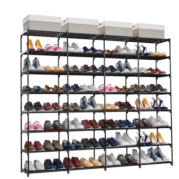 SMILHELTD Shoe Rack Large Capacity 4 Rows 8 Tier 56-64