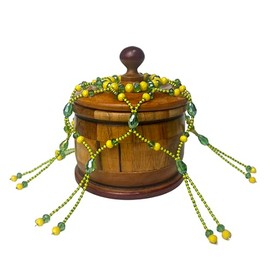 Sopera de Orula (Small 4" Diameter) and collar de Maya para Sopera de Santeria Yoruba ritual Ifa Religion Batea de Orula Mortera de Orula Soperas de Santos wooden Tureen with lid Batea de Santo Orisha