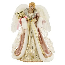 Windy Hill Collection 14" Inch Standing Warm Rose Gold Angel Christmas Tree Topper or Table Top 514121