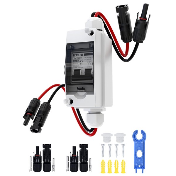 DIHOOL Solar Panel Disconnect Switch, Non Polarized DC Circuit Breaker,