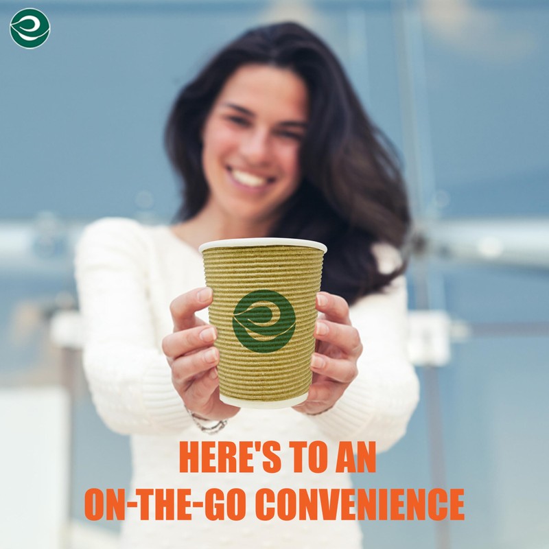 ECO SOUL Compostable Ripple cups (50, 8 Oz)