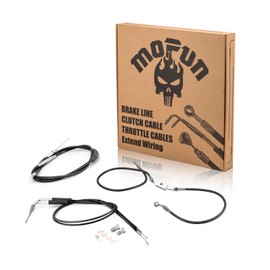 Mofun Clutch Cable & Throttle and Idle Cable Kit & ABS Upper Hydraulic Front Brake Line Compatible with Harley Sportster XL1200, XL883N XL883L 2012-2023, Fit 12"-14" Handlebar Chrome