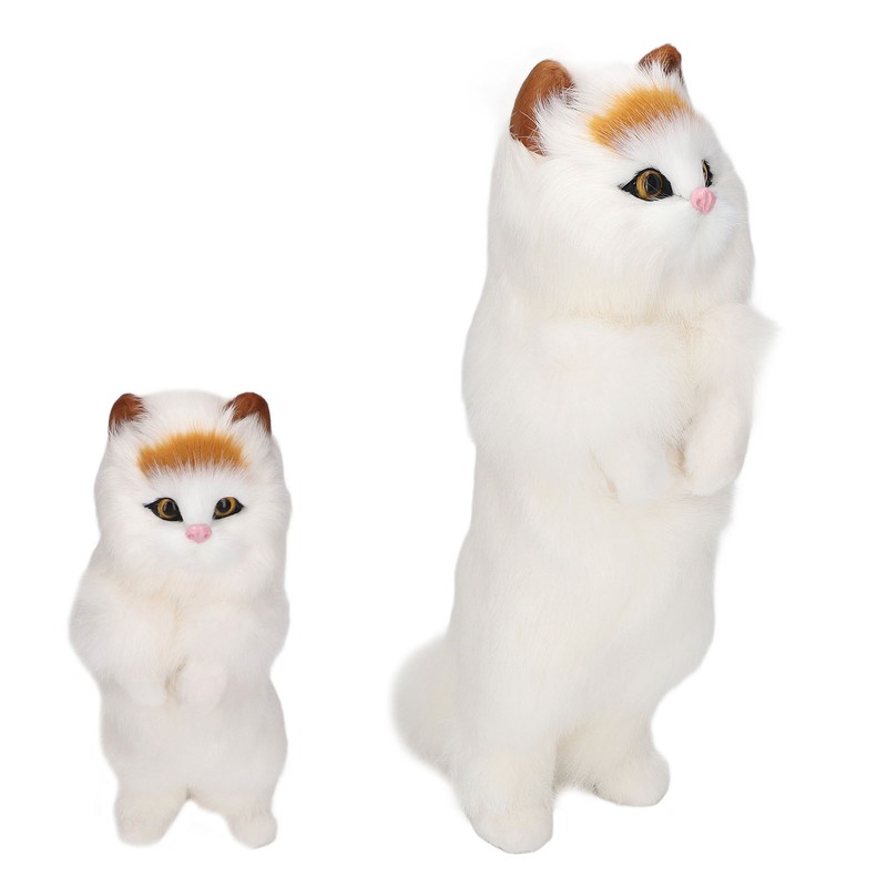 Furry Cat Figurine Realistic Simulated Adorable Lovely Decorative Plush Cat