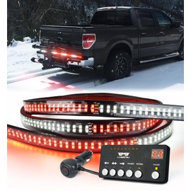 LUMENIX 49" Inch Strobe Light Strips, Back Window | Tailgate White Red Warning Emergency Flashing Firefighter Double Row LED Strip Flexible Lights Bar w/Controller for Fire Trucks POV Vehicles - 1PC