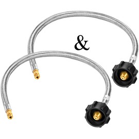 GasSaf 24 inch RV Propane Hose Stainless Steel Braid Connector with Type 1 Connection x 1/4 Inch Inverted Male Flare（2 PCS）