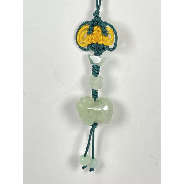 Unbranded Hand Carved Natural Jade Chinese Zodiac Boar Pendant Knotted