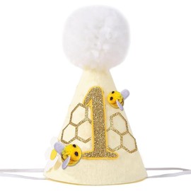 GotGala 1st Birthday Bee Hat - Bee 1st Birthday Crown Happy Bee Day Birthday Hat, Bumble Bee Design Decoration for First Birthday Party