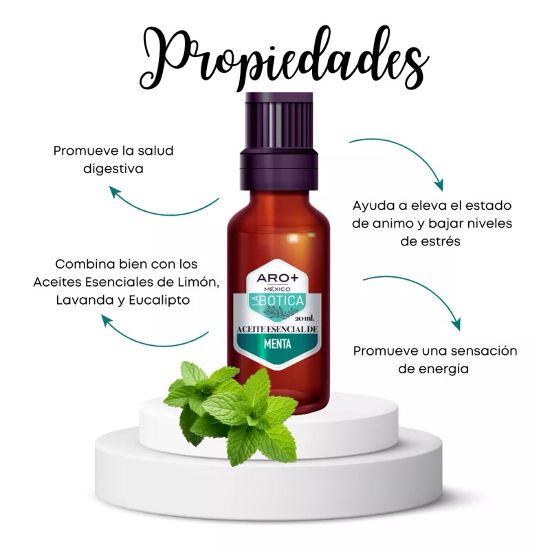 Aro+ Aceite Esencial Menta, Aromaterapia, Puro, Uso Terapéutico