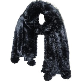 EliteKoopers Black Faux Fur Wrap Stole for Winter Warm Shawl Stoles Neck Scarf for Girls Women
