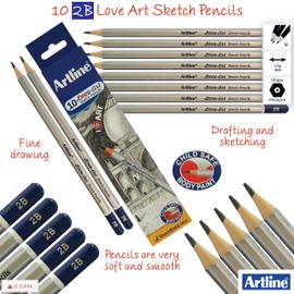 artline 2B Graded Love Art Professional Artist 10 x Pencils Draw Sketch Shade