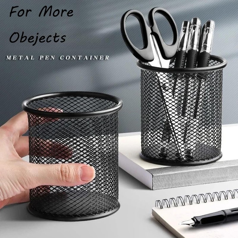 EastyGold Pen Holder Metal Pencil Organizer Mesh Cup Hollow Desktop