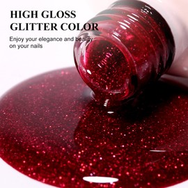 Imtiti Red Glitter Gel Nail Polish, 1Pcs Christmas Red Gel Polish Sparkle Red Soak Off UV LED Gel Polish, Long Lasting, Nail Art Starter Manicure Salon DIY at Home for Women (0.34 Fl Oz)