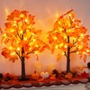 2 Pack 24 Inch Artificial Lighted Maple Tree with 48