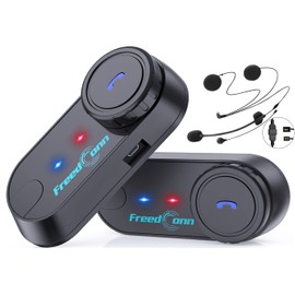 FreedConn - Auriculares Bluetooth para motocicleta, casco TCOM VB, 2 vías 800 M, intercomunicador, kit universal de sistema de comunicación de motocicleta para esquí, ATV/Dirt Bike(FM/IP65/2 en 1