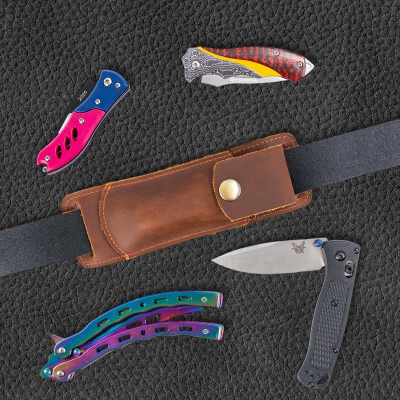 Leather Knife Sheath for Belt，Knife Holster，EDC Pocket Organizer Case Knife