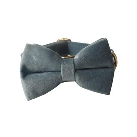 Bowtie Dog Collar, Soft & Comfy Velvet Dog Bow tie Collar, Detachable and Adjustable Dog Collars for Small Medium or Large Dogs and Cat with Safety Metal Buckle(Nordic Blue, 10.62"-16.14")