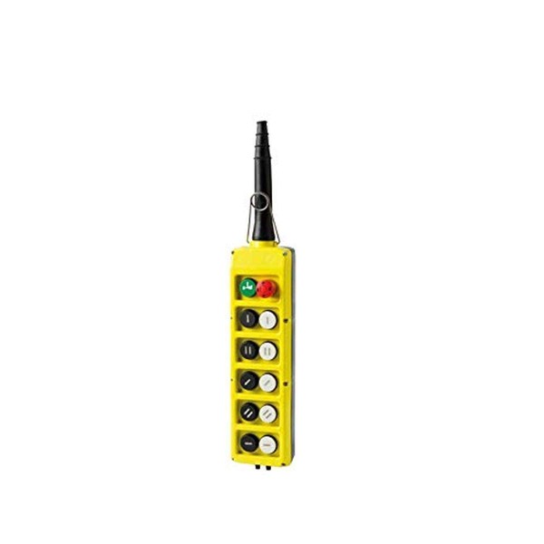 ASI PLB12-E 12 Button Crane Pendant Station, Double Row, 10 Bidirectional Push Buttons, 4 Two Speed, 1 Alarm Button, 1 Emergency Stop, 1NC/16No Contacts