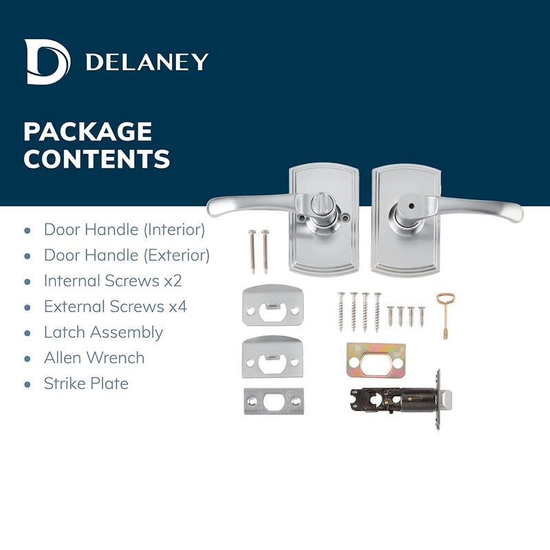 Delaney Callan Hardware Artino Privacy Door Handle, Fits Door 1-3/8