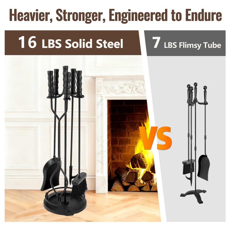 AMAGABELI GARDEN & HOME 5 Pieces Fireplace Tools Sets Wrought