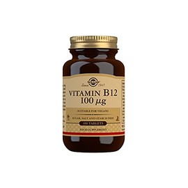 Solgar Vitamin 100 µg B12 Tablets - Pack of 100 - Easy to take form - For healthy nervous system, heart and mind - Red Blood Cell Formation - Vegan
