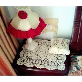 Damanni 16 Inch by 19 Inch Rectangular Cotton Handmade Crochet Lace Table Runner Doilies for Coffee Table Dresser Scarf Décor，2PC/Set (16x19 Inch, White)