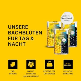 Lemon Pharma Bach Flowers Emergency Stressless Dragées N°39 Day & Night - Exclusive Original Blend According to Dr. Bach - Vegan and Alcohol-Free - 3 x 44 g - Lemon and Blackcurrant Flavour