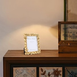 Scarlume 6x8 Vintage Picture Frames, Picture Frame for Table Top Display and Wall Hanging Home Decor (Gold 02, 6x8 Inch)
