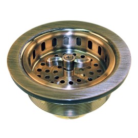 Westbrass Wing Nut Style Large Kitchen Sink Basket Strainer, Antique Copper, D213-11