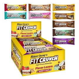 Fit Crunch- “FITCUNCH Barritas Proteínas Tamaño Snack, Diseñadas por Robert Irvine, Barra horneada de 6 capas, 3g de Azúcar, Glute