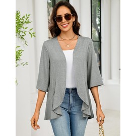 Totatuit Womens 3/4 Sleeve Lightweight Cardigans Dressy Cotton Casual Summer Sheer Cardigan Sweater