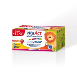 Vita Act Multivitaminico Junior, Integratore Alimentare per Bambini con Vitamina C, Vitamine B2, Vitamina B12, Zinco e Ferro, Gusto Fragola - 1 Confezione da 10 Flaconcini