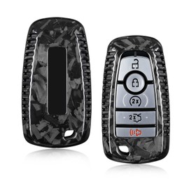T-carbon Key Fob Cover fit for Raptor Bronco Real Forged Carbon Fiber Key Case Compatible with Raptor Bronco Sport F150 Explorer Smart Key Fob Cover with Keychain