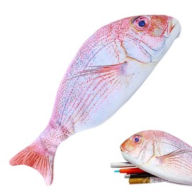 XUZOPIM 1 Piece Fish Shaped Pencil Case Novelty Fish Pencil Case Fish Purse Funny Pencil Case with Padded Thick Foam Lining for School Classroom