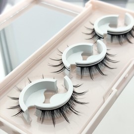 EMILYSTORES Press On Pre-Glued Lashes, 3D False Eyelashes, Natural Long Fluffy Style, 3 Pairs (DLS03)