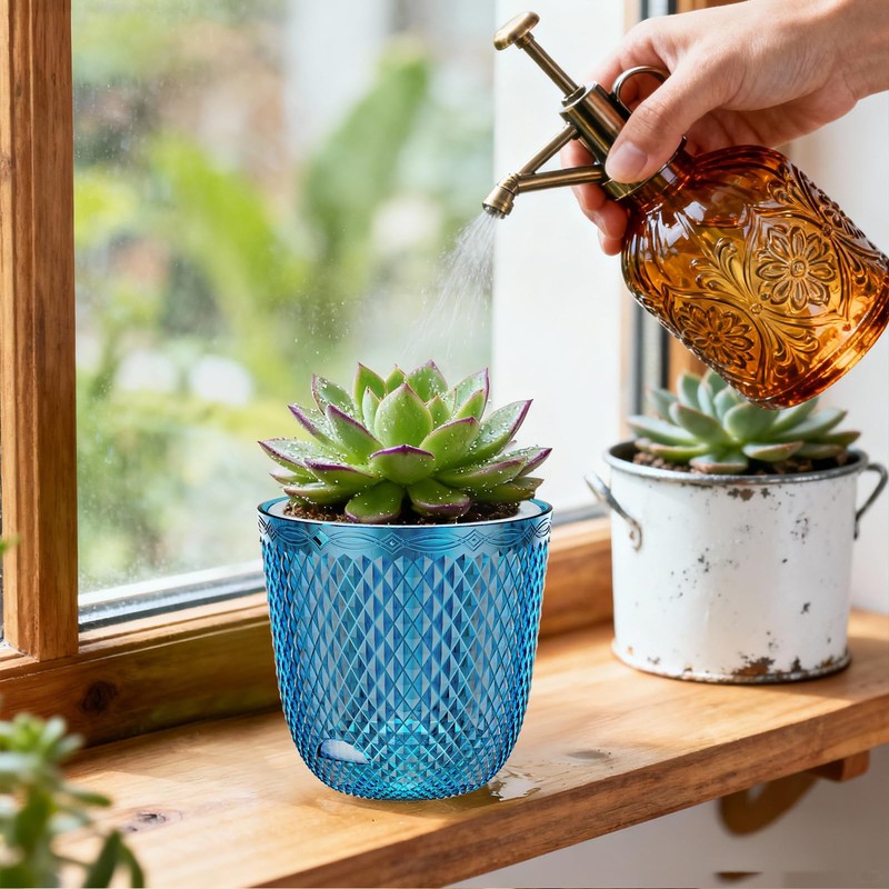 2 Pack Self Watering Pots, 5.7 Inch, with Drainage Holes,