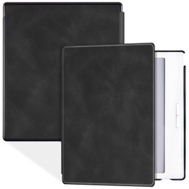 BOZHUORUI Case for 7" Onyx Boox Go 7 Color/Go 7 B/W e-Reader (2024/2025 Released), Slim Lightweight Hard Back Shell PU Leather Protective Cover with Auto Sleep/Wake (Rock Black)