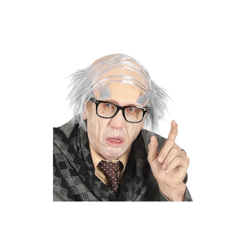 Fancy Dress Costume Old Man Comb Over Headpiece W/Eyebrows Old